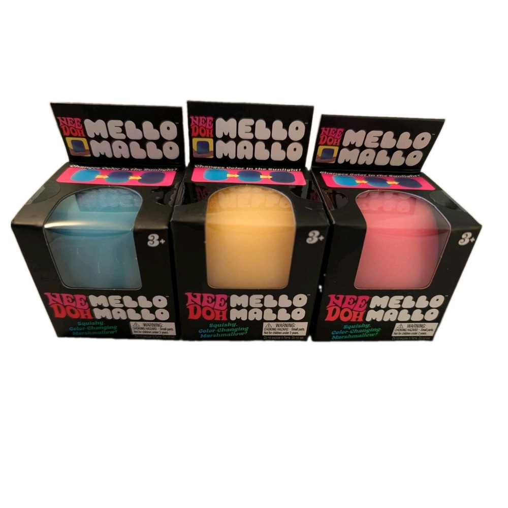 NeeDoh Mello Mallo LOT OF 3 Blue, Yellow Pink Schylling Squishy Color Changing